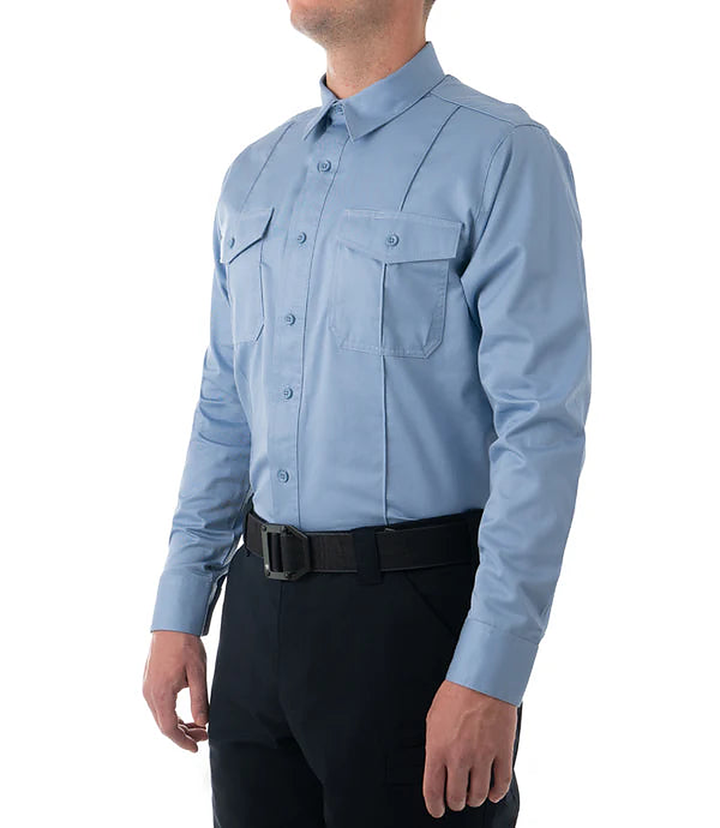 First Tactical Mens Cotton Station Long Sleeve - Medium Blue - detail view