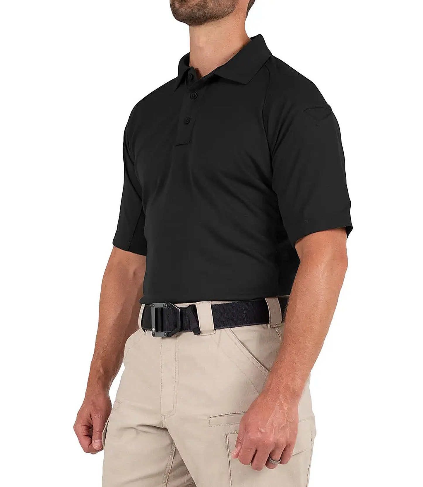 First Tactical Mens Performance Short Sleeve Polo - Black - detail view