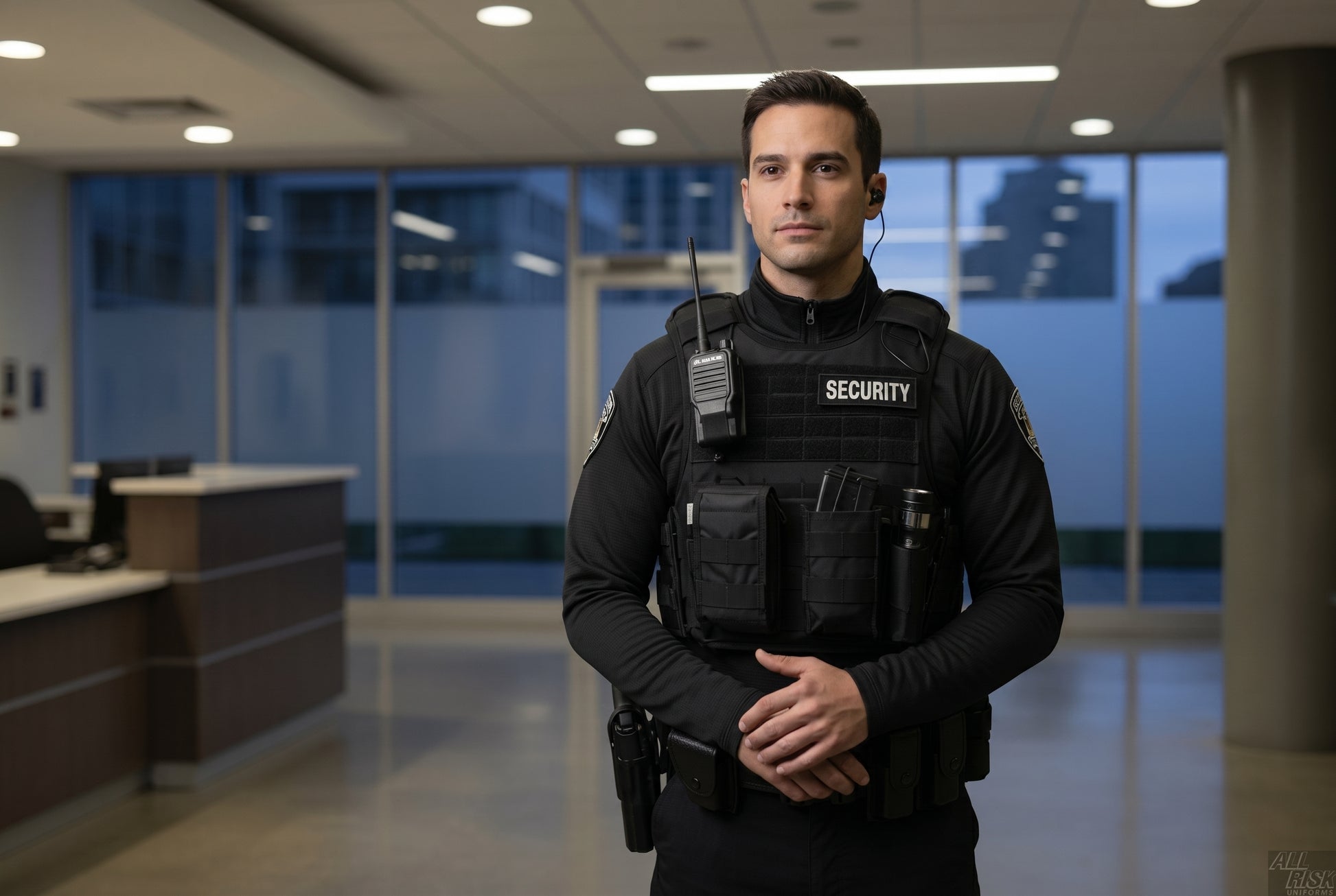 Security Officer Wearing Tactical Pullover Under Vest