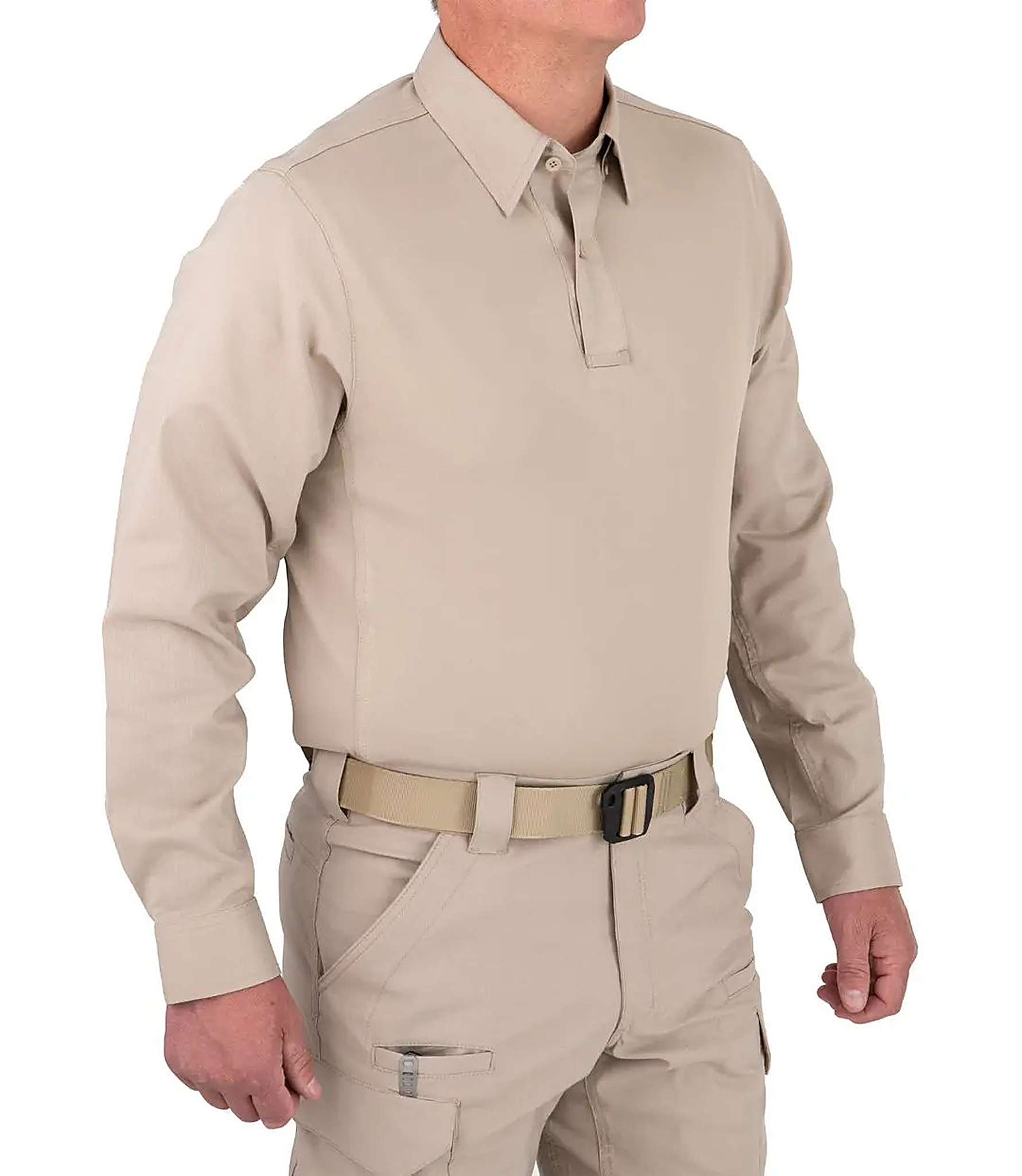 First Tactical Mens V2 Pro Perf Long Sleeve - Khaki - detail view
