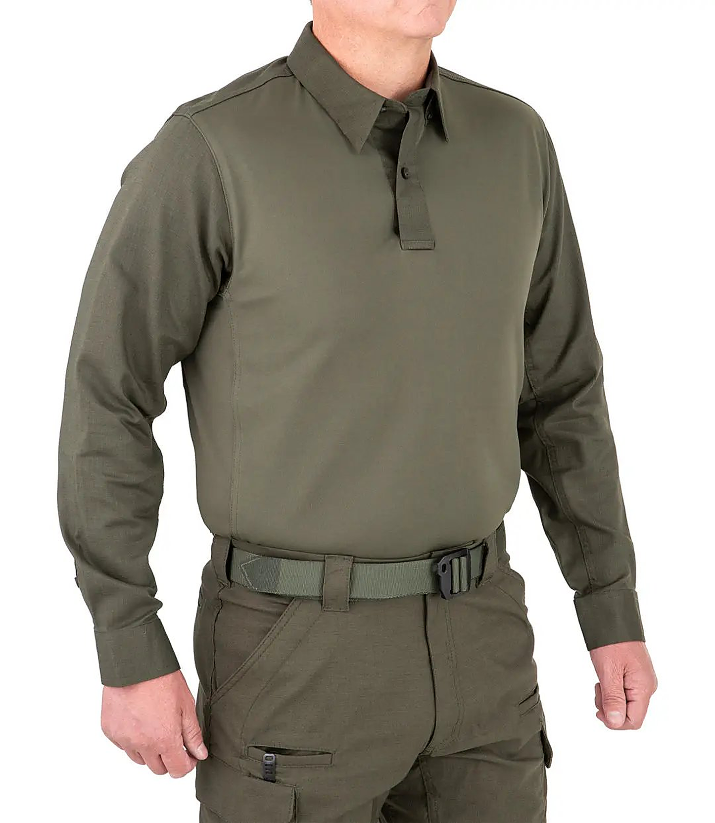 First Tactical Mens V2 Pro Perf Long Sleeve - OD Green - detail view