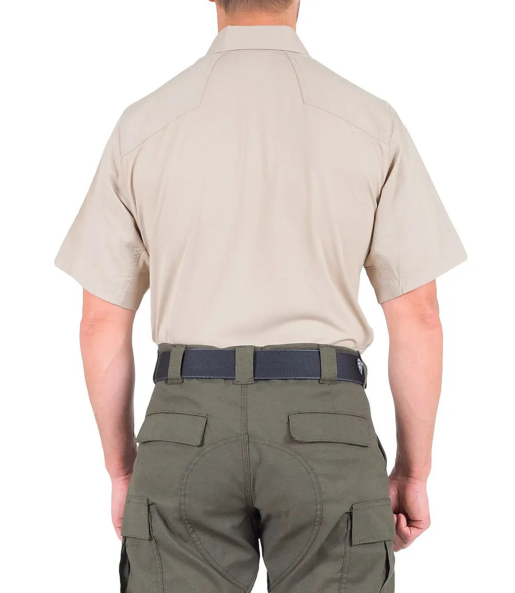 First Tactical Mens V2 Pro Perf Short Sleeve - Khaki - back view