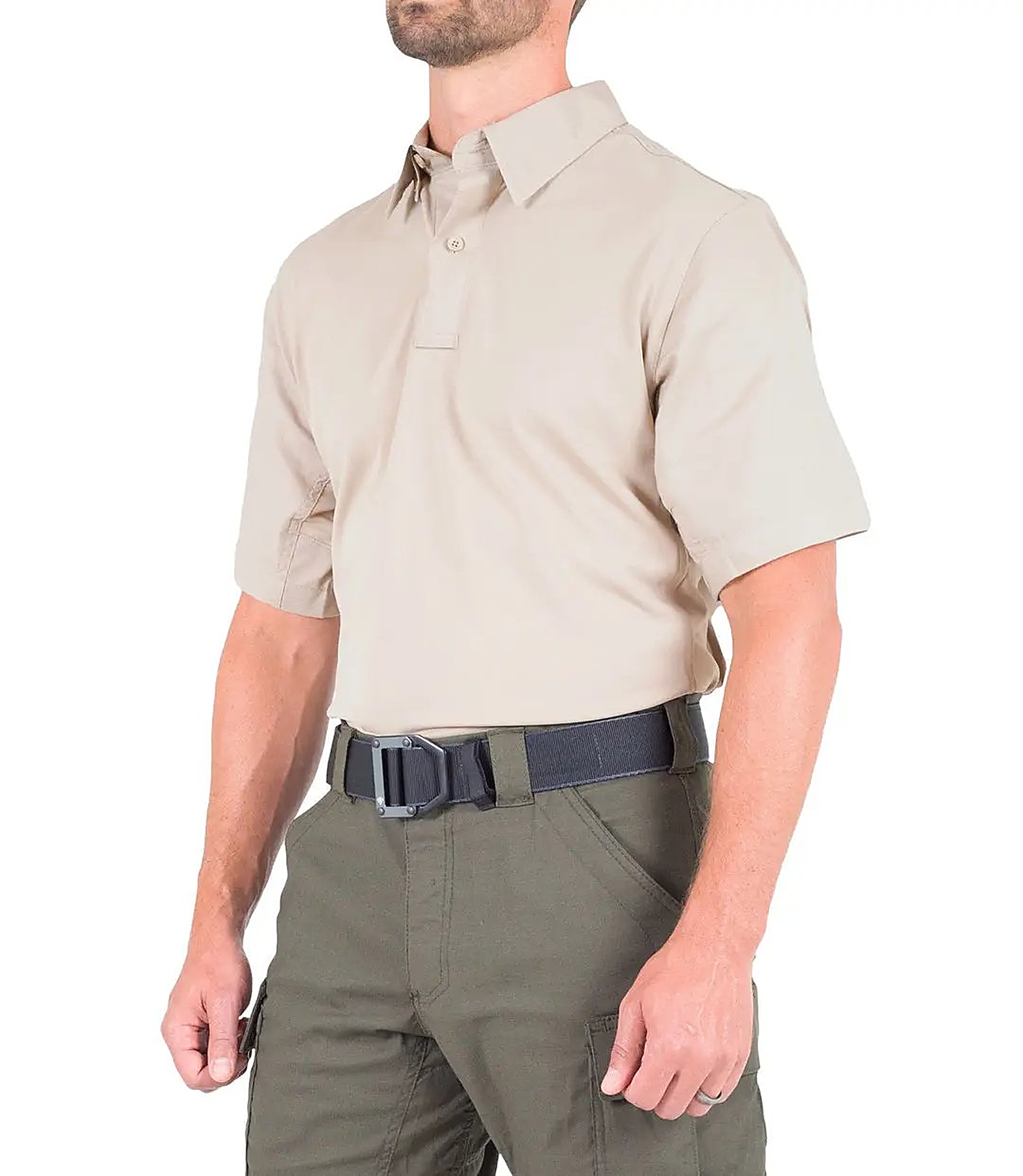 First Tactical Mens V2 Pro Perf Short Sleeve - Khaki - detail view