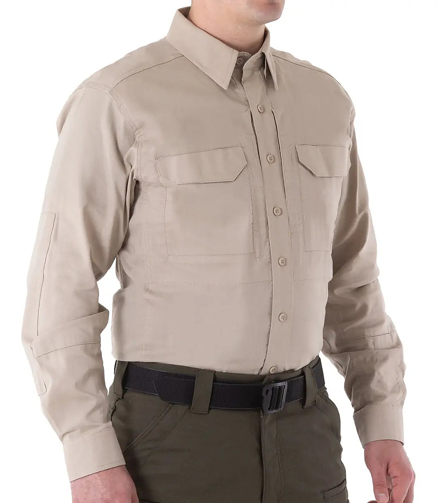 First Tactical Mens V2 Tactical Long Sleeve - Khaki - detail view