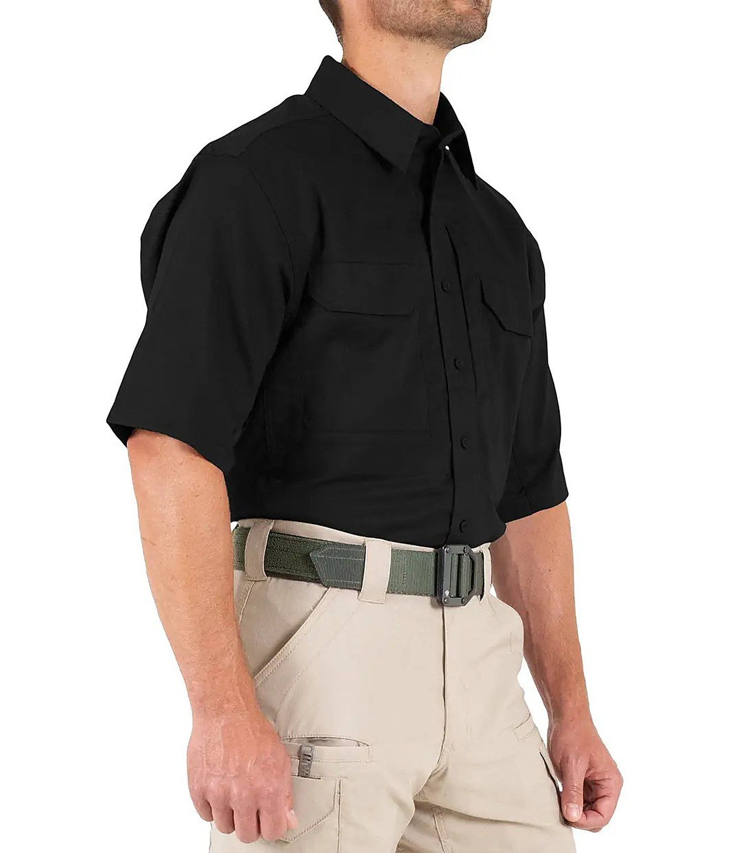 First Tactical Mens V2 Tactical Short Sleeve - Black - close-up detail