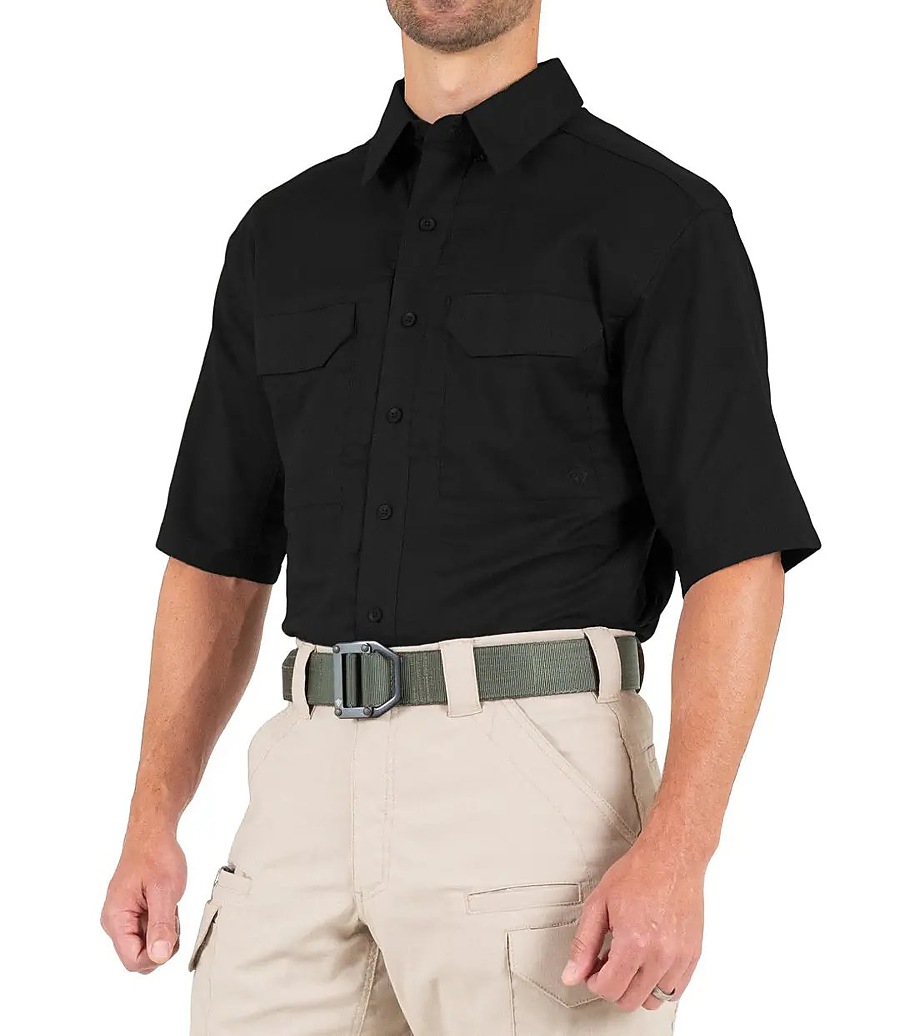 First Tactical Mens V2 Tactical Short Sleeve - Black - detail view