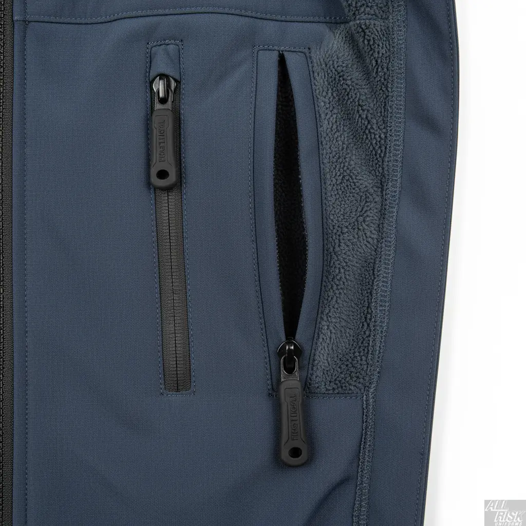 Close-up detail of First Tactical Tactix Softshell Jacket brushed fleece lining and water-resistant fabric