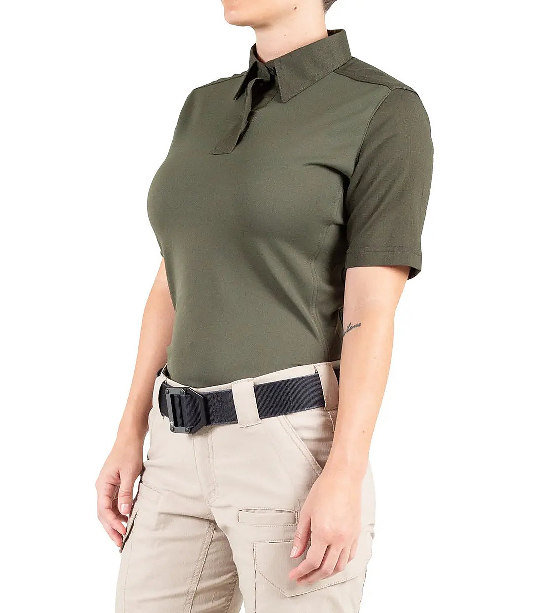 First Tactical Womens Pro Perf Short Sleeve - OD Green - detail view