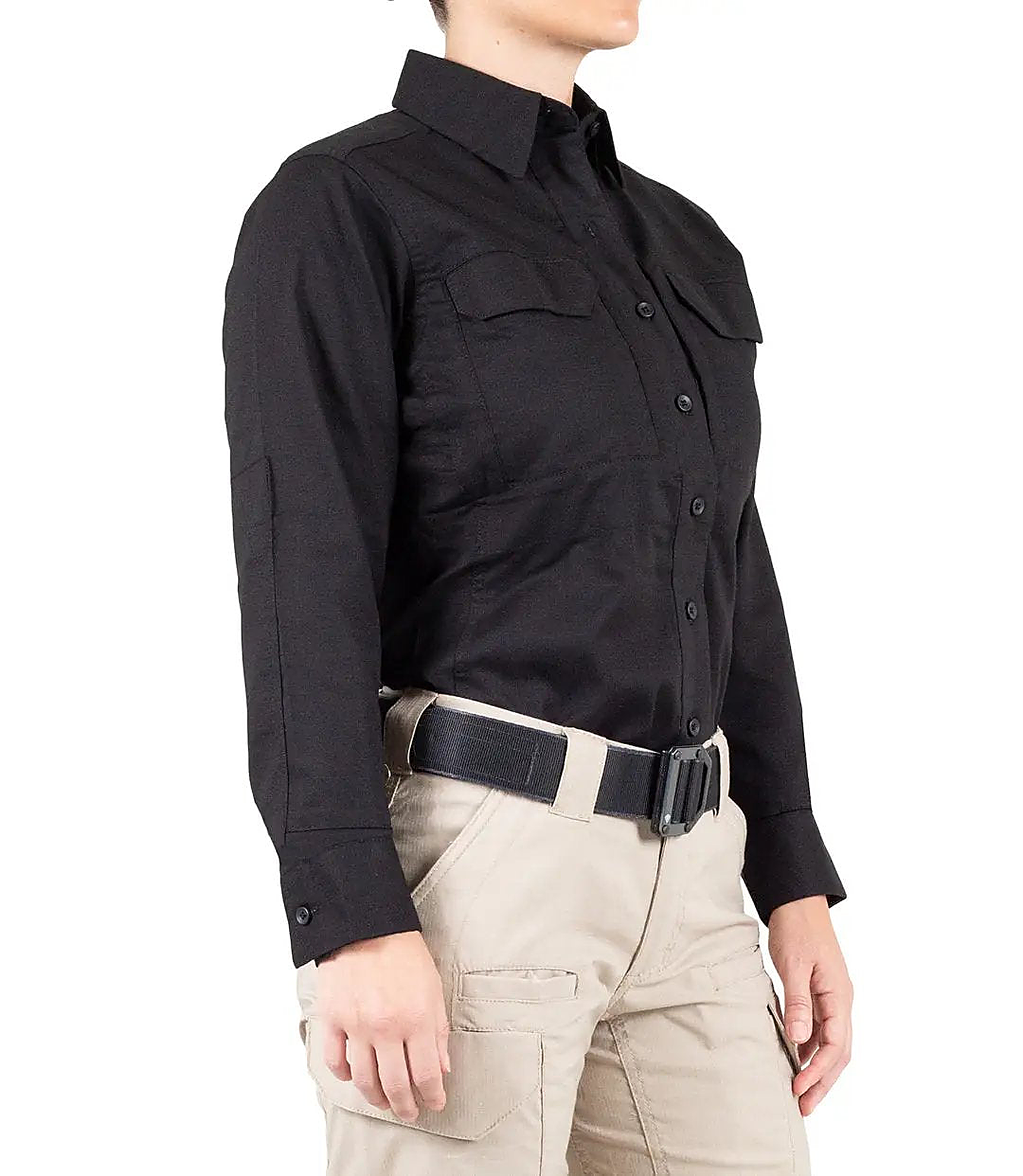 First Tactical Womens V2 Tactical Long Sleeve - Black - close-up detail