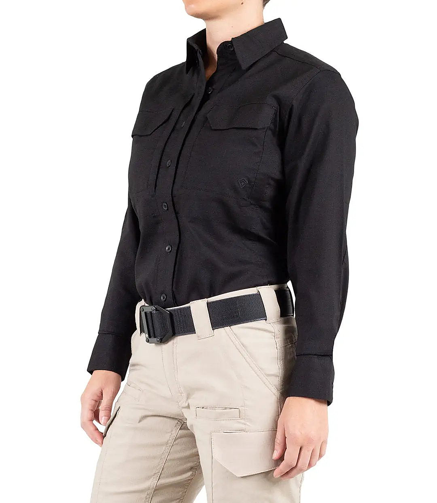 First Tactical Womens V2 Tactical Long Sleeve - Black - detail view