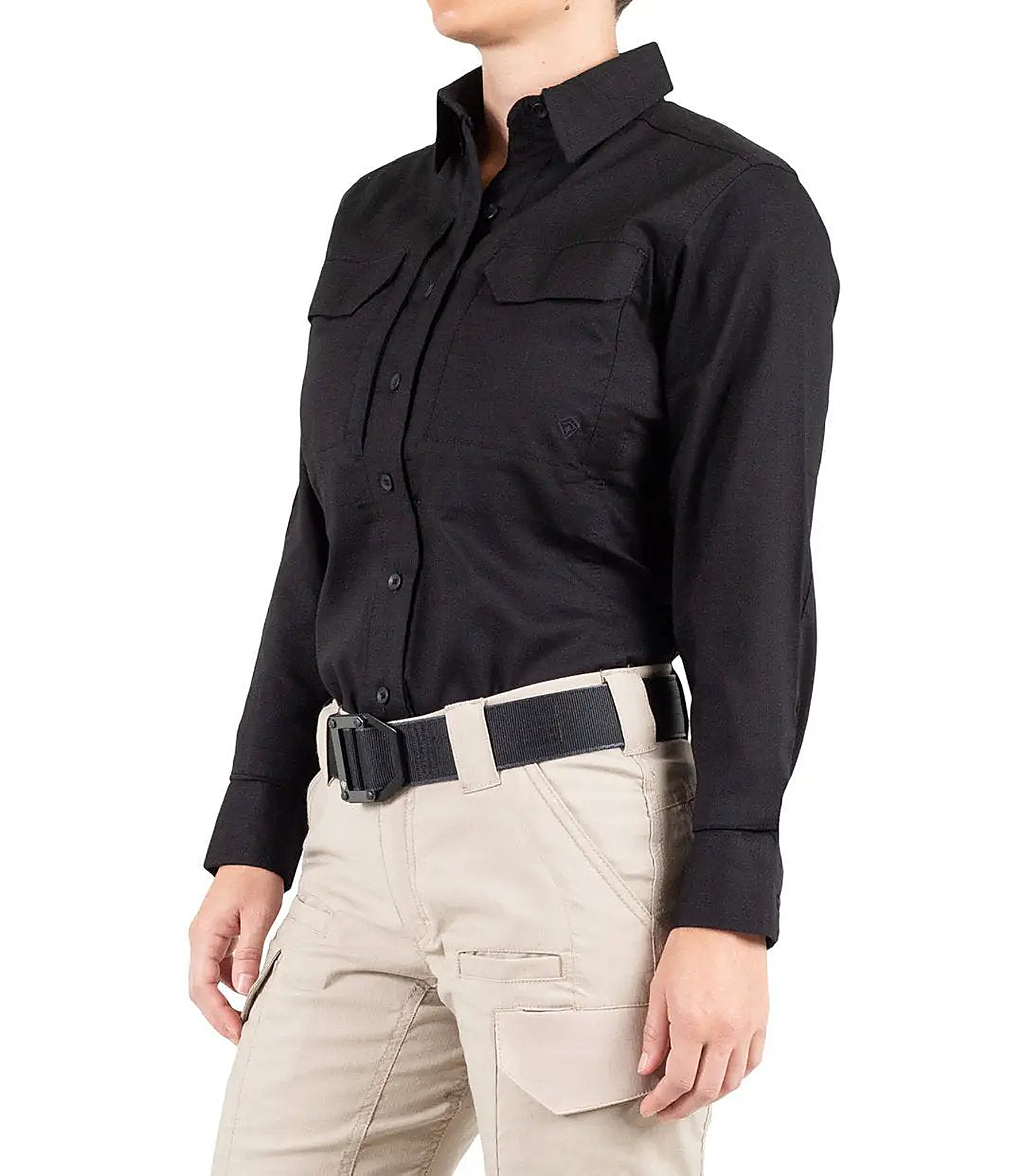 First Tactical Womens V2 Tactical Long Sleeve - Black - detail view