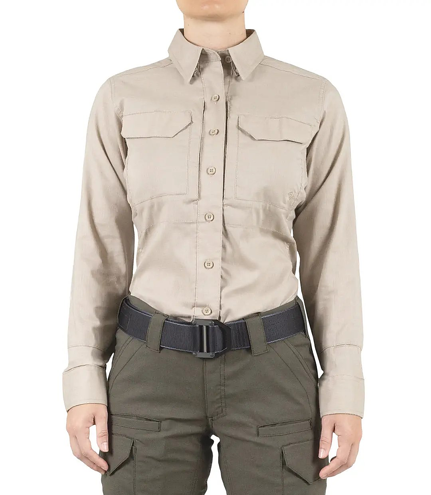 First Tactical Womens V2 Tactical Long Sleeve - Khaki - shirt