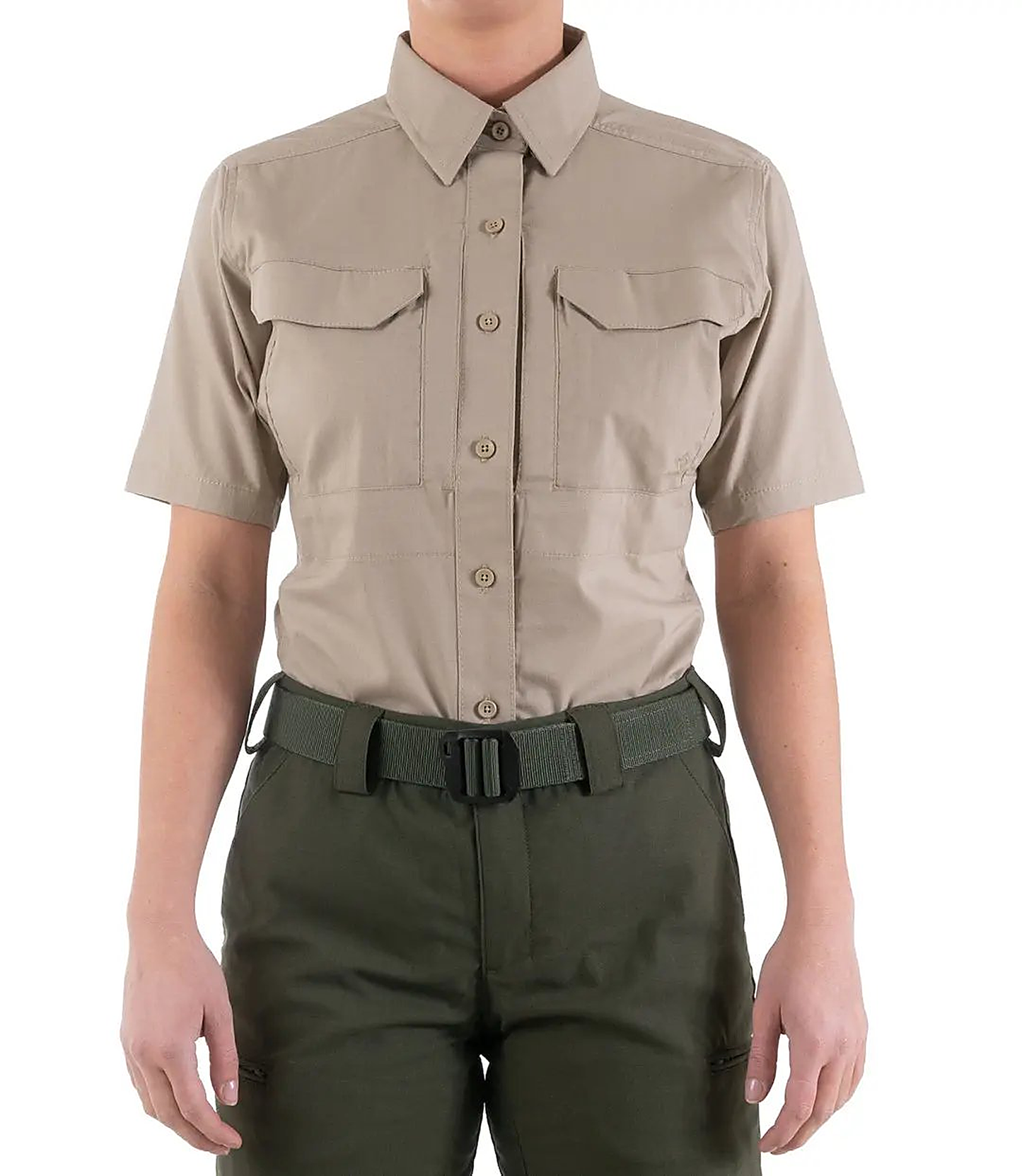 First Tactical Womens V2 Tactical Short Sleeve - Khaki - shorts