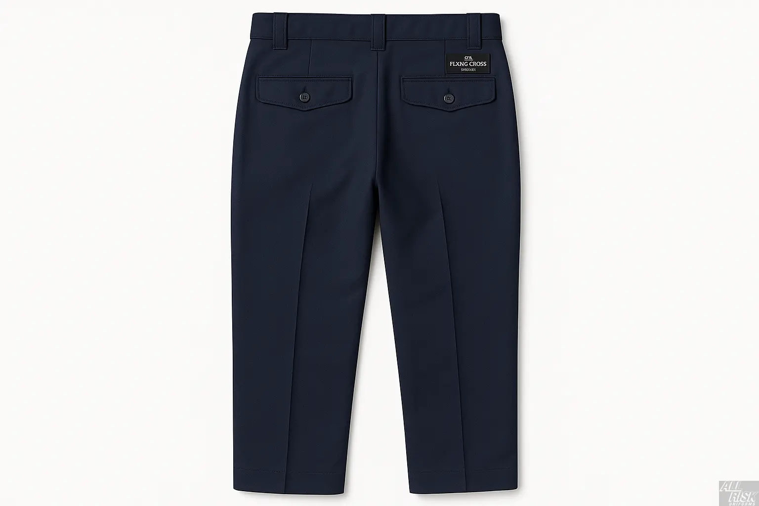 Flying Cross Nomex Admin Pants in midnight navy back view showing back pockets and professional tailoring of NFPA compliant fire-resistant pants