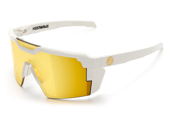 Future Tech Sunglasses: GLOSS WHITE Gold Lens Z87+