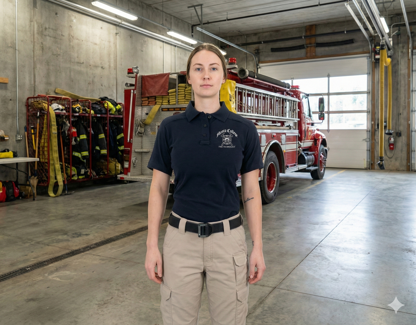 SC Fire Tech Womens Cotton Polo - close-up detail