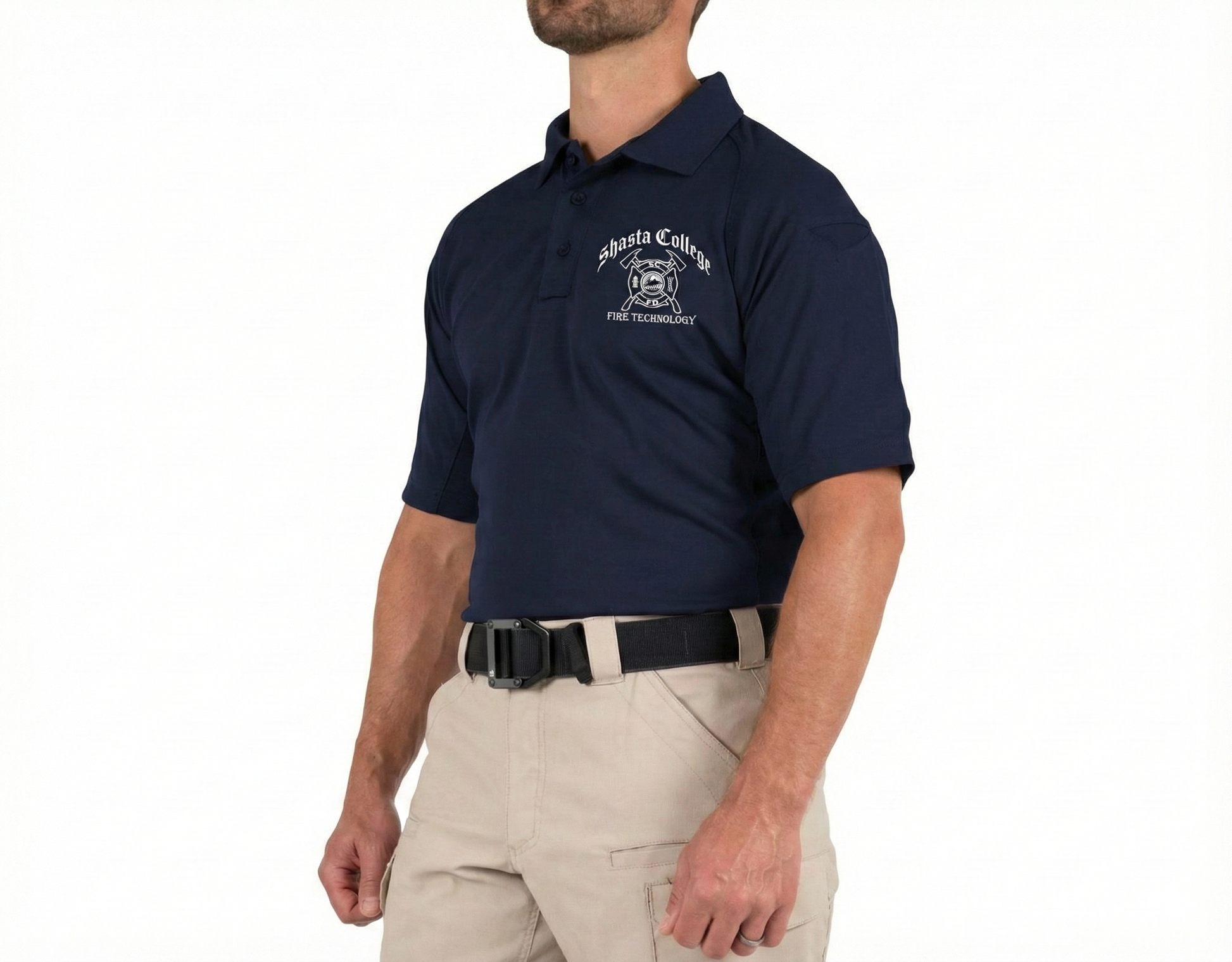SC Fire Tech Men's Performance Polo - close-up detail