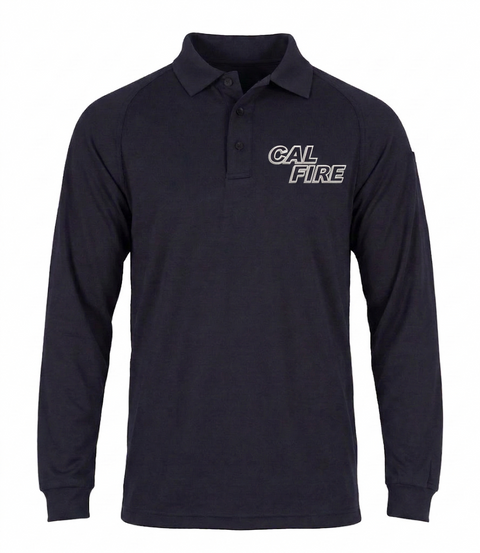 CAL FIRE First Tactical Men’s Performance Long Sleeve Polo - White Text
