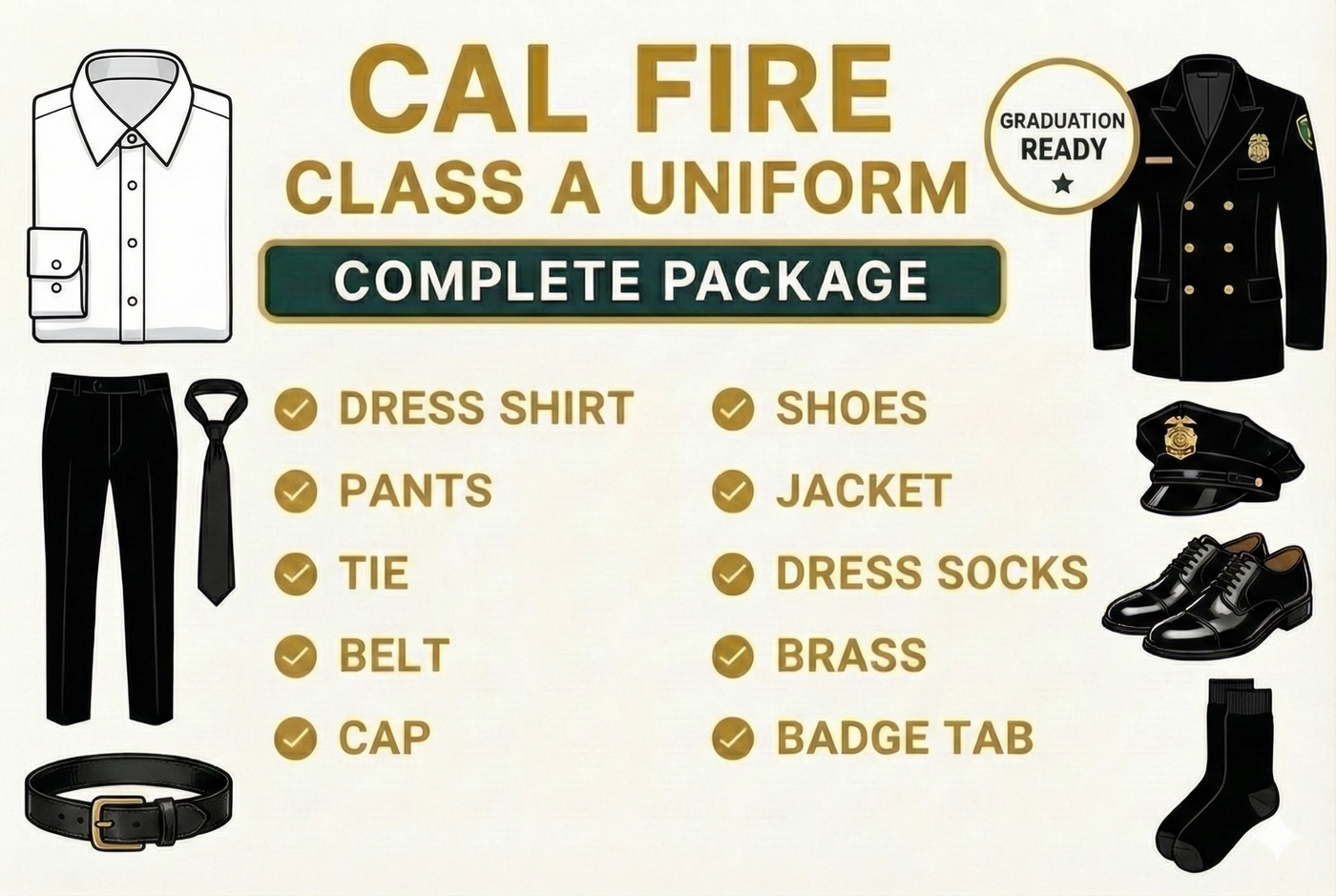 Cal Fire Class A complete uniform package
