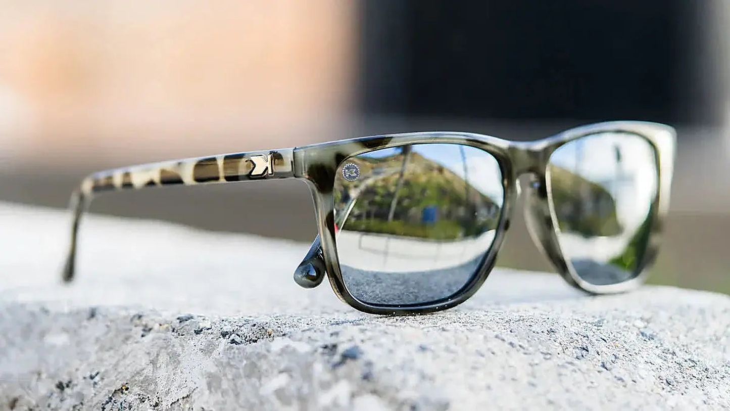 Granite Tortoise Shell / Silver Smoke Fast Lanes - Knockaround Sunglasses - detail view