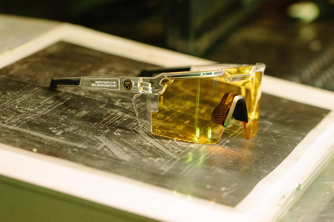 Heat Wave Visual Future Tech Vapor Clear Frame Hi-Vis Yellow Lens sunglasses view 5
