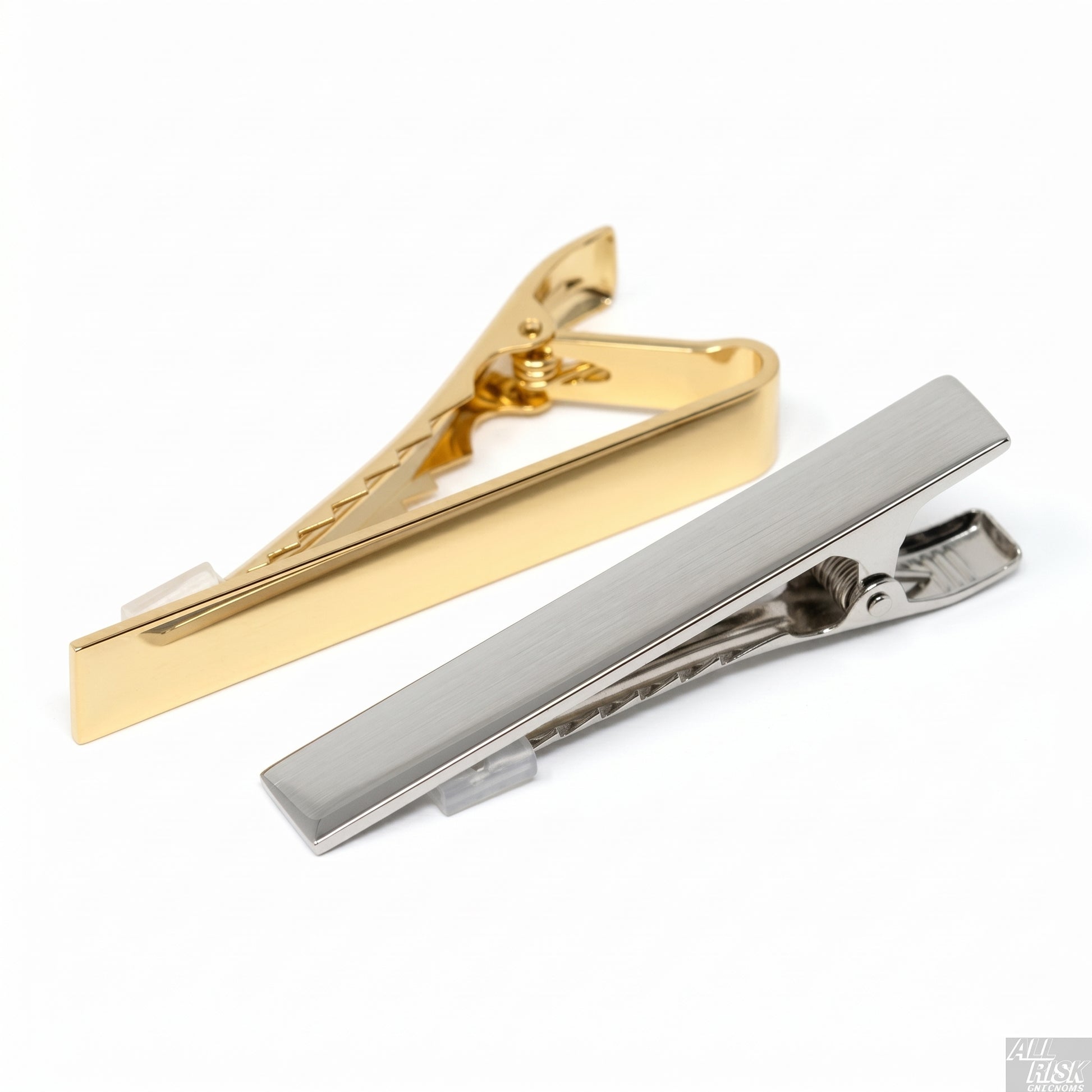Hero's Pride Silver Tie Bar Clip 45-Degree Angle View - Polished Chrome Metal Uniform Accessory for Law Enforcement Firefighters CAL FIRE - Professional Tie Clip Detail Shot