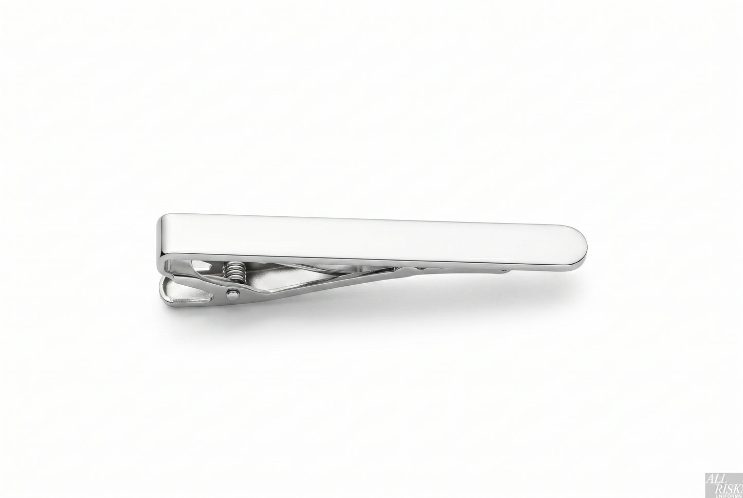 Blank silver tie bar top-down view