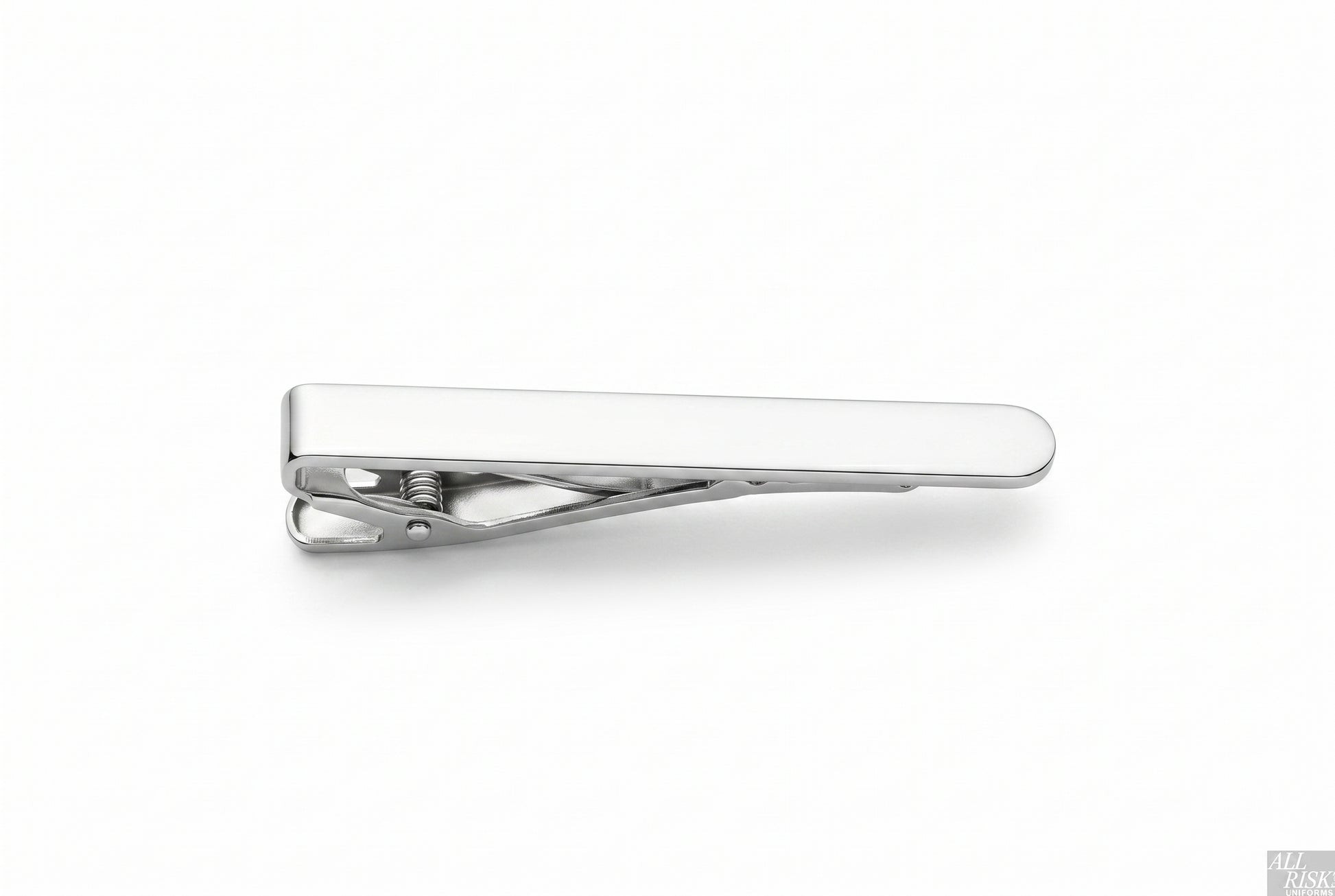 Blank silver tie bar top-down view