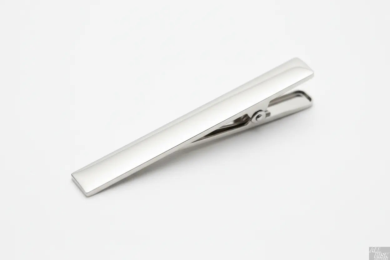 Blank silver tie bar 45-degree view