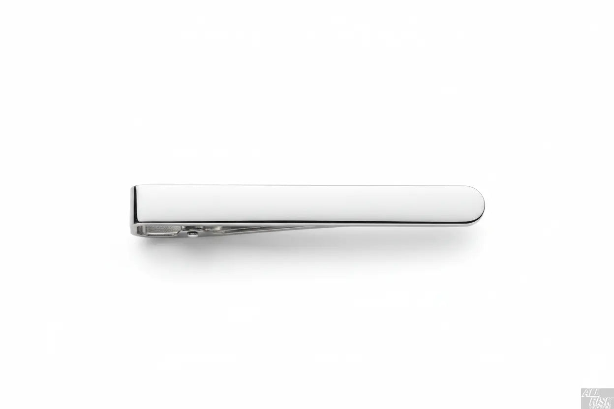 Blank silver tie bar top-down view
