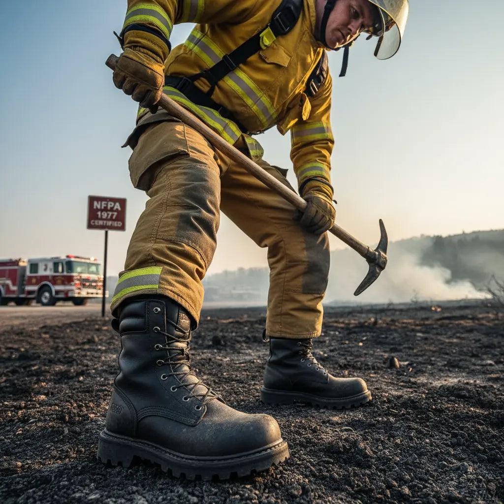 Firefighter wearing Honeywell PRO 3003 wildland boots in action