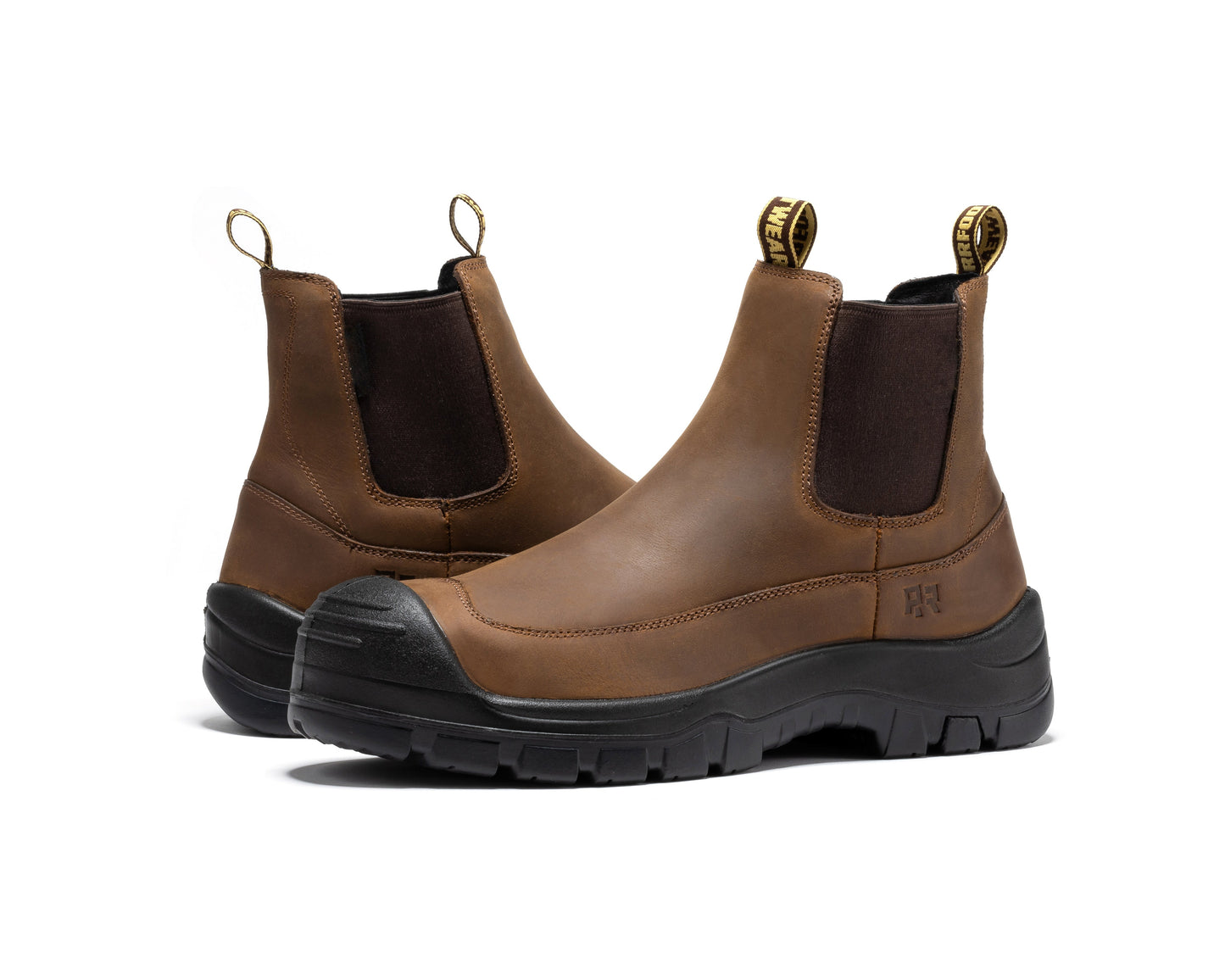 ROCKROOSTER Woodland Brown 6 inch Composite Toe Pull-on Leather Work Boots AK664 (9)