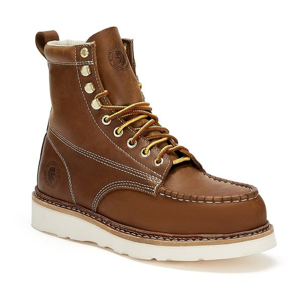 ROCKROOSTER Norwood Men's 6 inch Brown steel toe wedge work boots with Vibram® Outsole VAP621