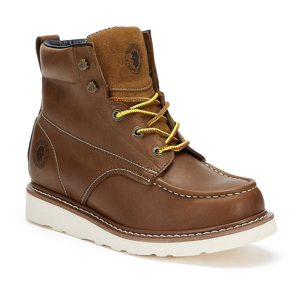 ROCKROOSTER Edgewood Men's 6 inch Brown soft toe wedge work boots with Vibram® Outsole VAP838