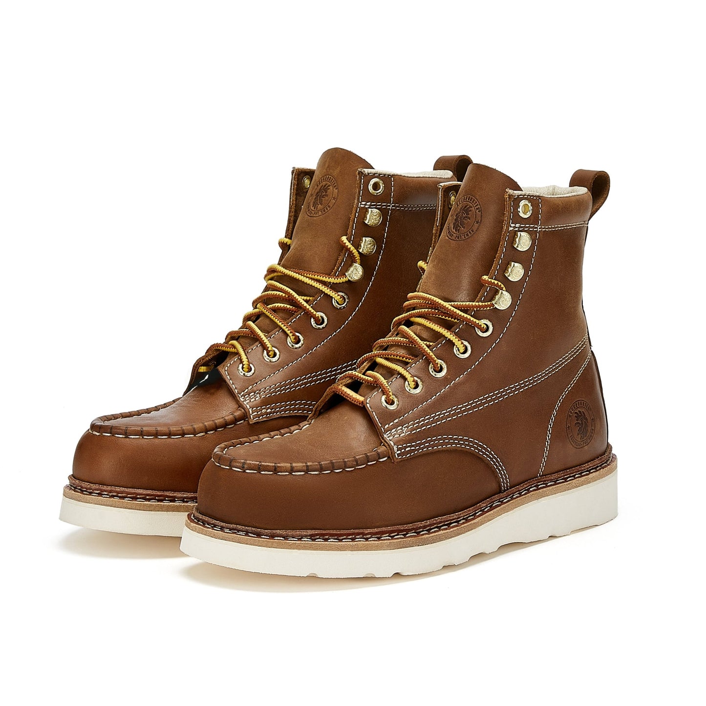 ROCKROOSTER Norwood Men's 6 inch Brown steel toe wedge work boots with Vibram® Outsole VAP621