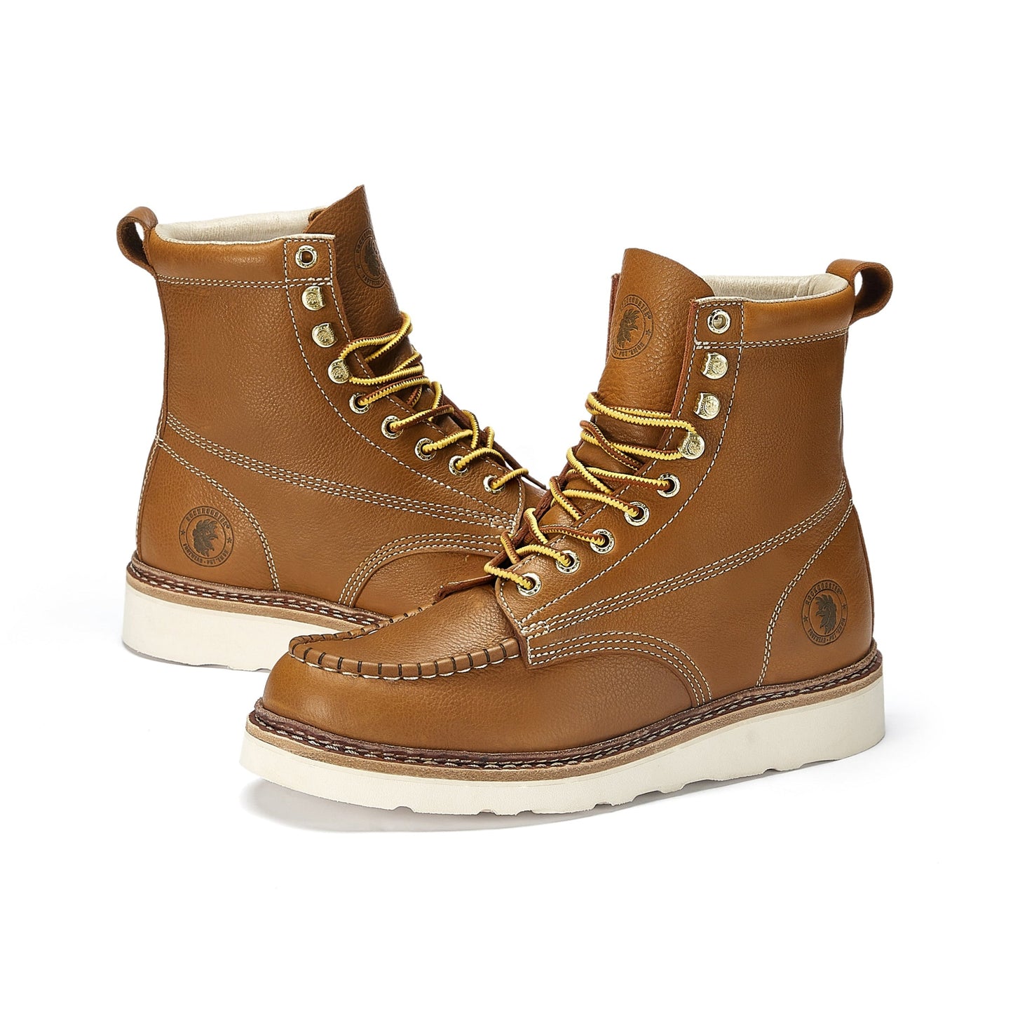 ROCKROOSTER Norwood Men's 6 inch Brown soft toe wedge work boots with Vibram® Outsole VAP611