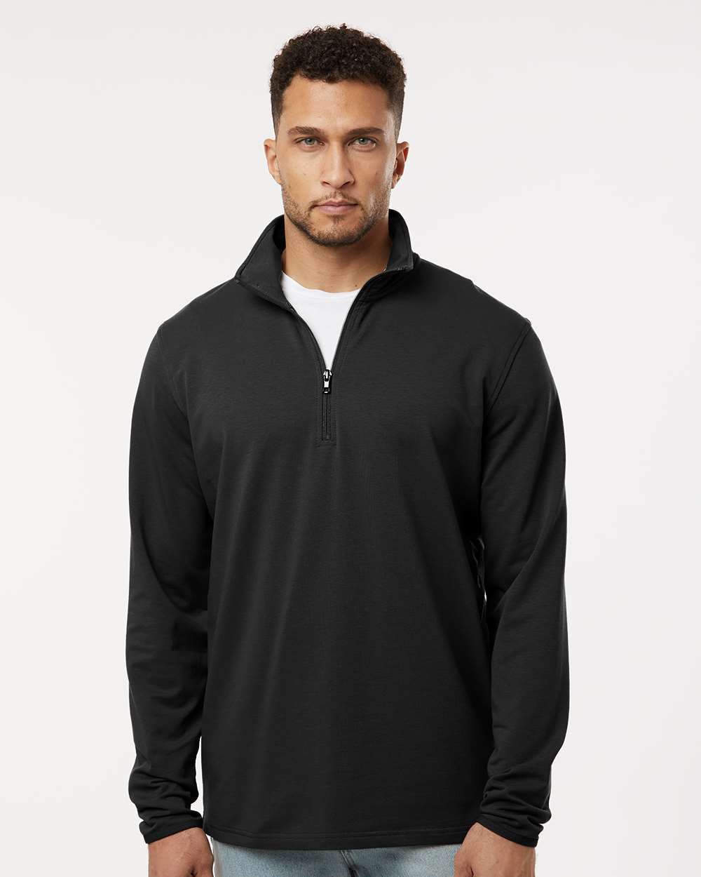 Independent Trading Company Perform Quarter Zip in Black, quarter-zip — front view (2)