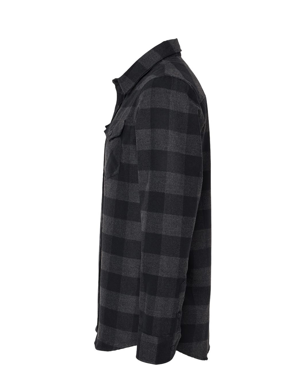 Independent Trading Company Men's Flannel Shirt in Charcoal Heather — side view (2)