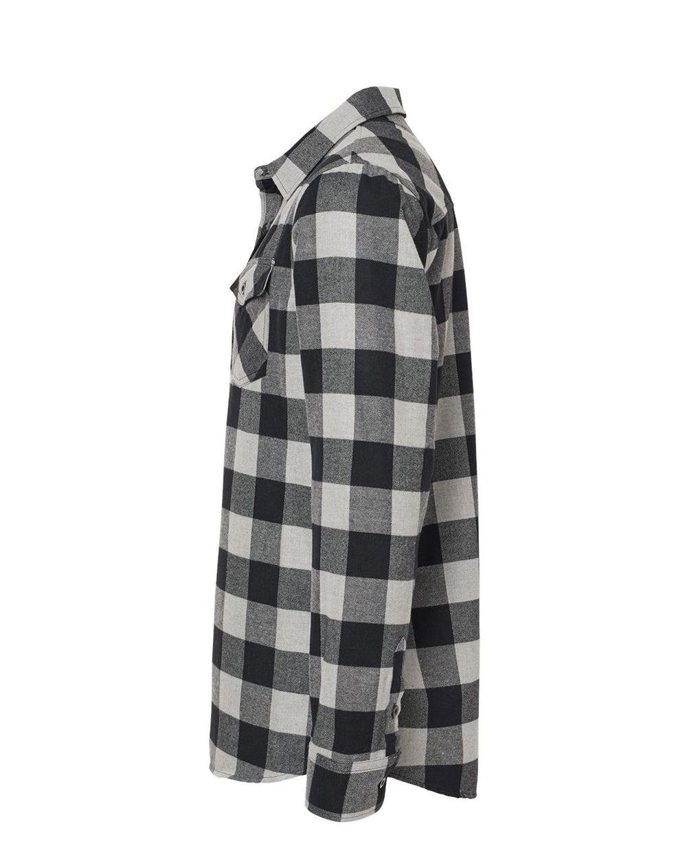 Independent Trading Company Men's Flannel Shirt in Grey Heather — side view (2)