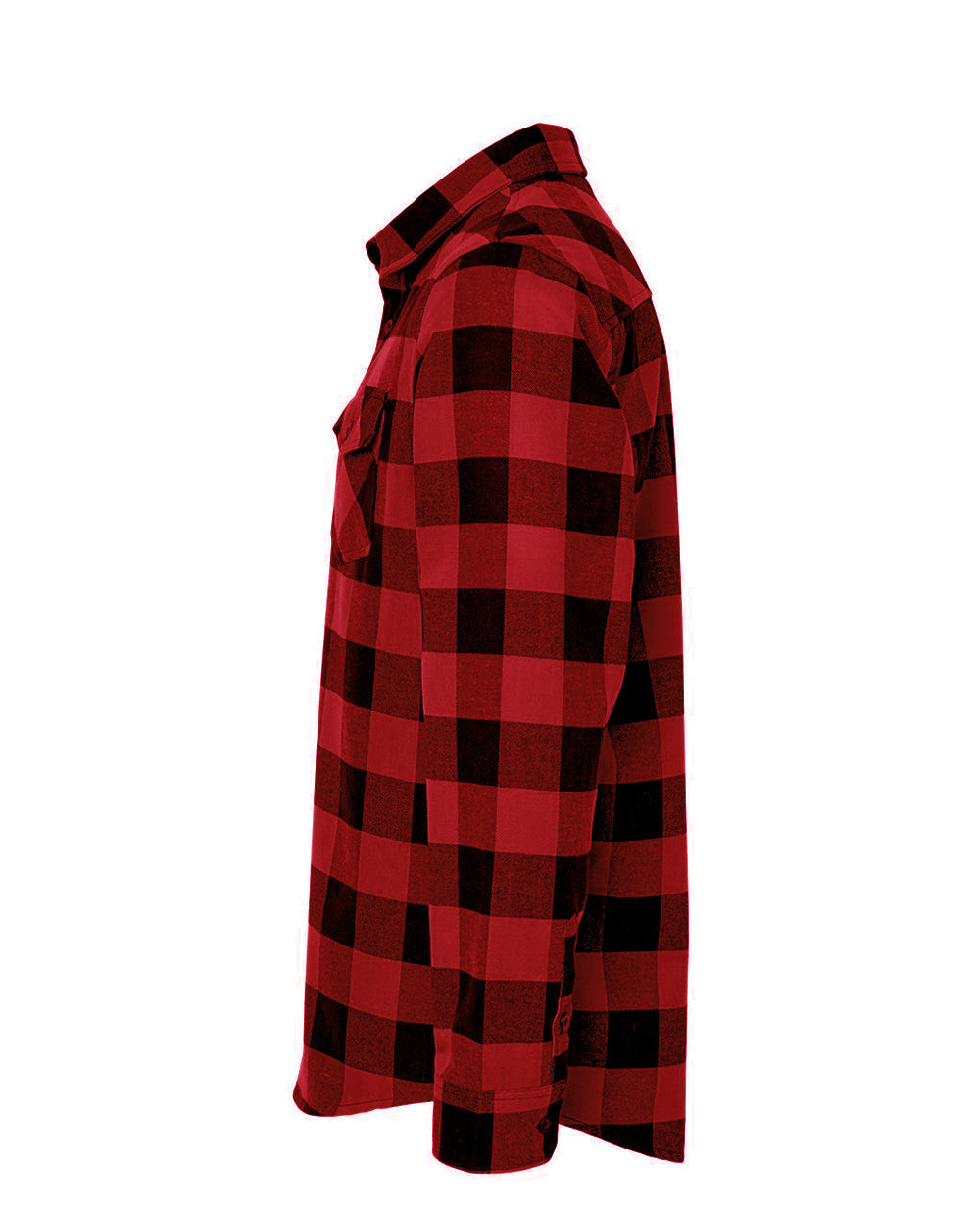 Independent Trading Company Men's Flannel Shirt in Red Black — side view (2)