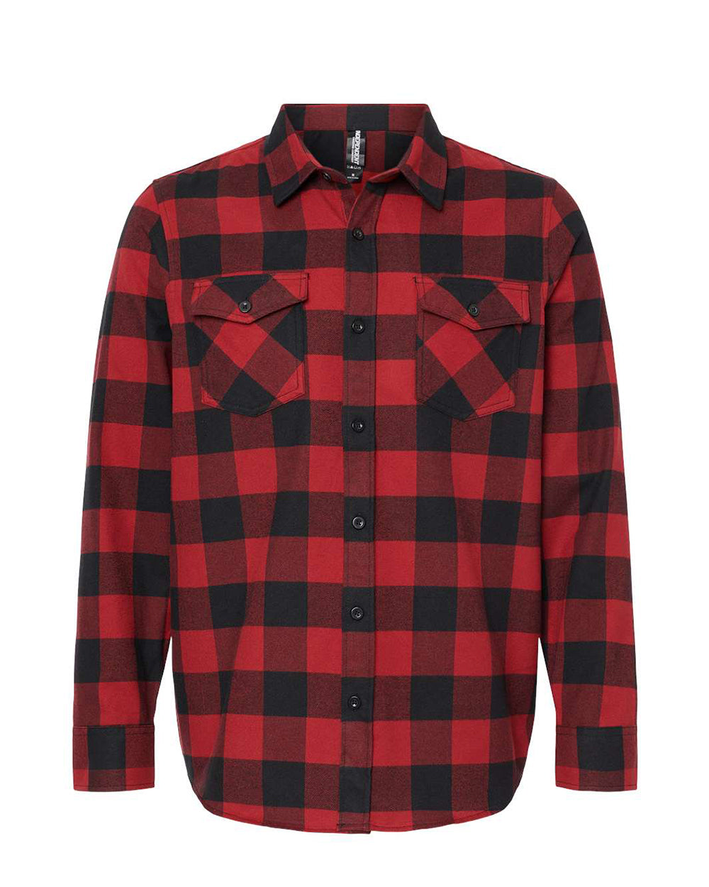 Independent Trading Company Men's Flannel Shirt in Red Black — front view (2)
