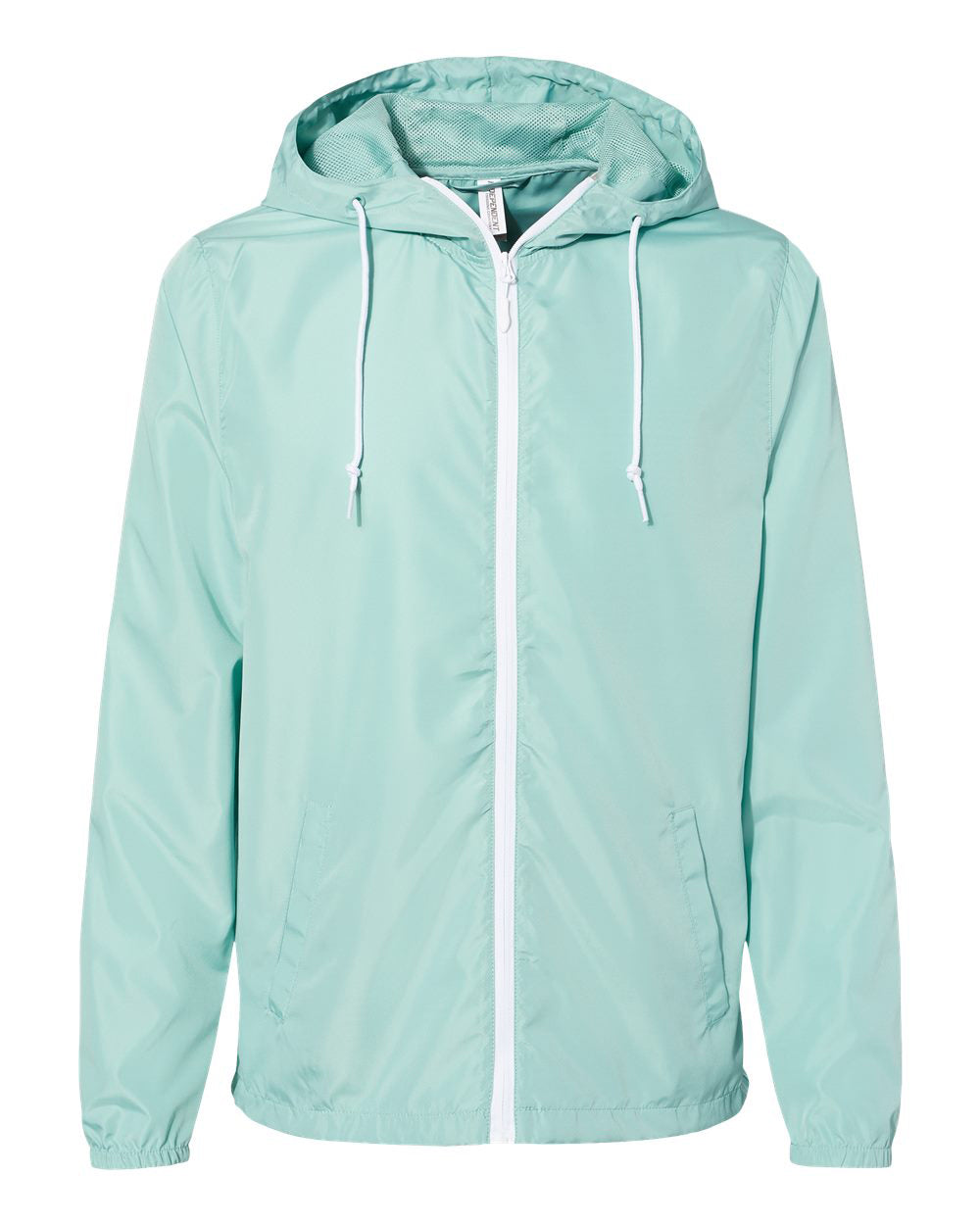 Independent Trading Company Lightweight Windbreaker Jacket in Aqua White — front view