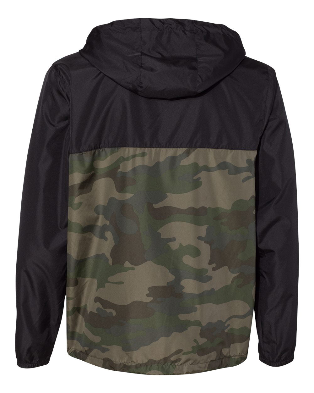 Independent Trading Company Lightweight Windbreaker Jacket in Black Forest — back view