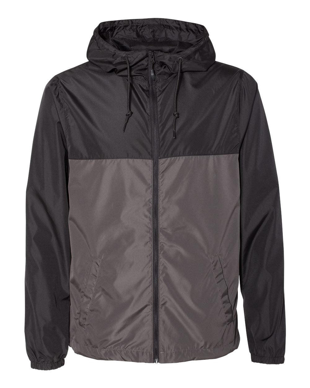 Independent Trading Company Lightweight Windbreaker Jacket in Black Graphite — front view