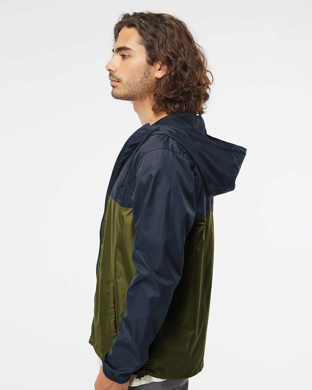 Independent Trading Company Lightweight Windbreaker Jacket in Navy — side view (2)