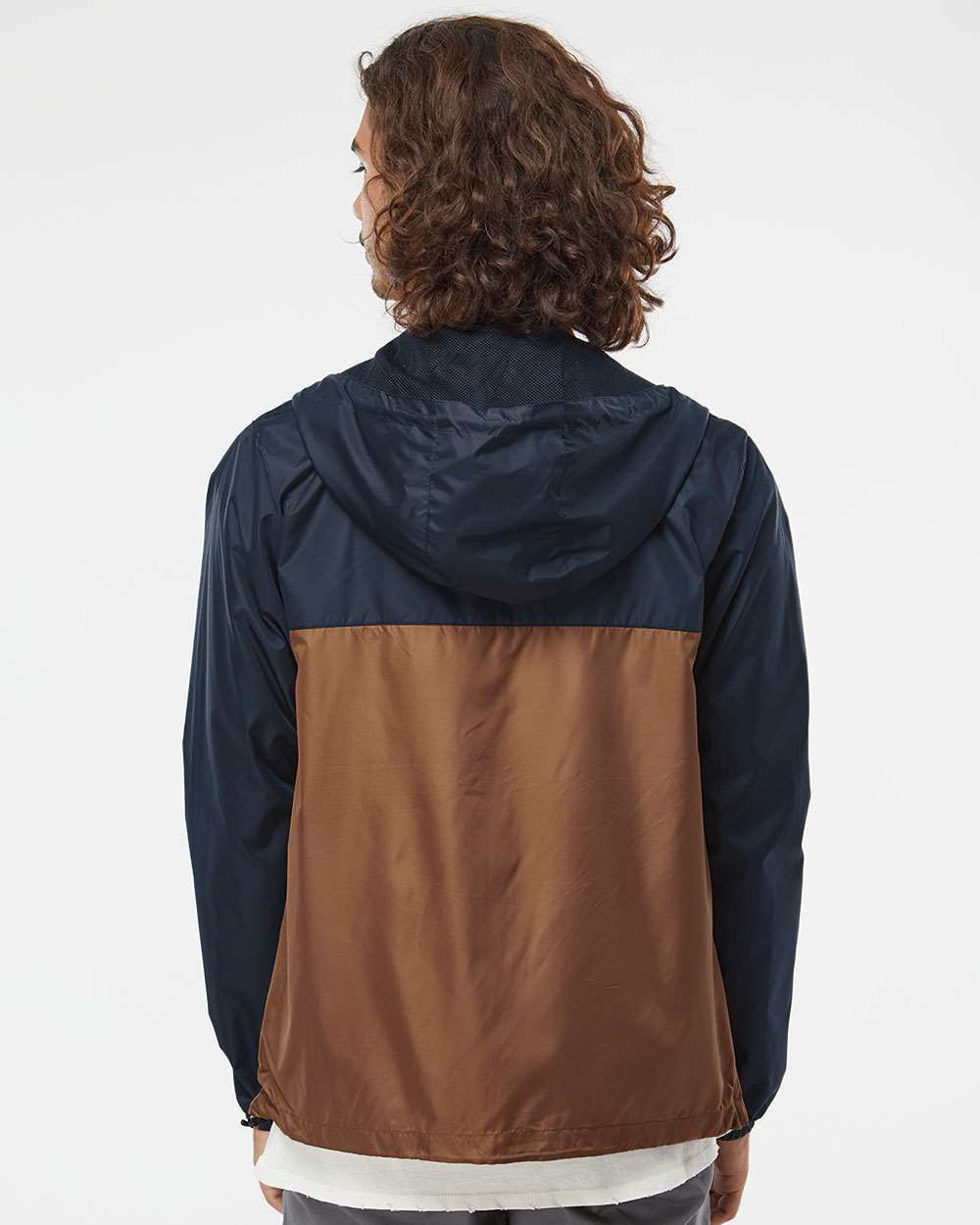 Independent Trading Company Lightweight Windbreaker Jacket in Navy — back view (4)