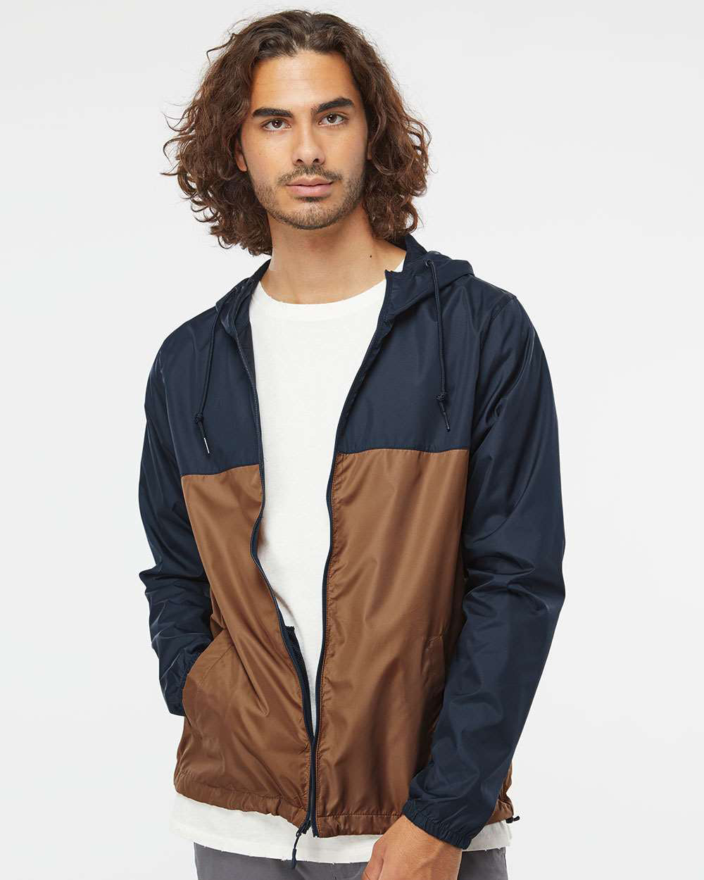 Independent Trading Company Lightweight Windbreaker Jacket in Navy — front view (4)