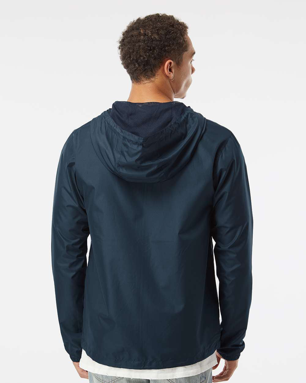 Independent Trading Company Lightweight Windbreaker Jacket in Navy — back view (6)
