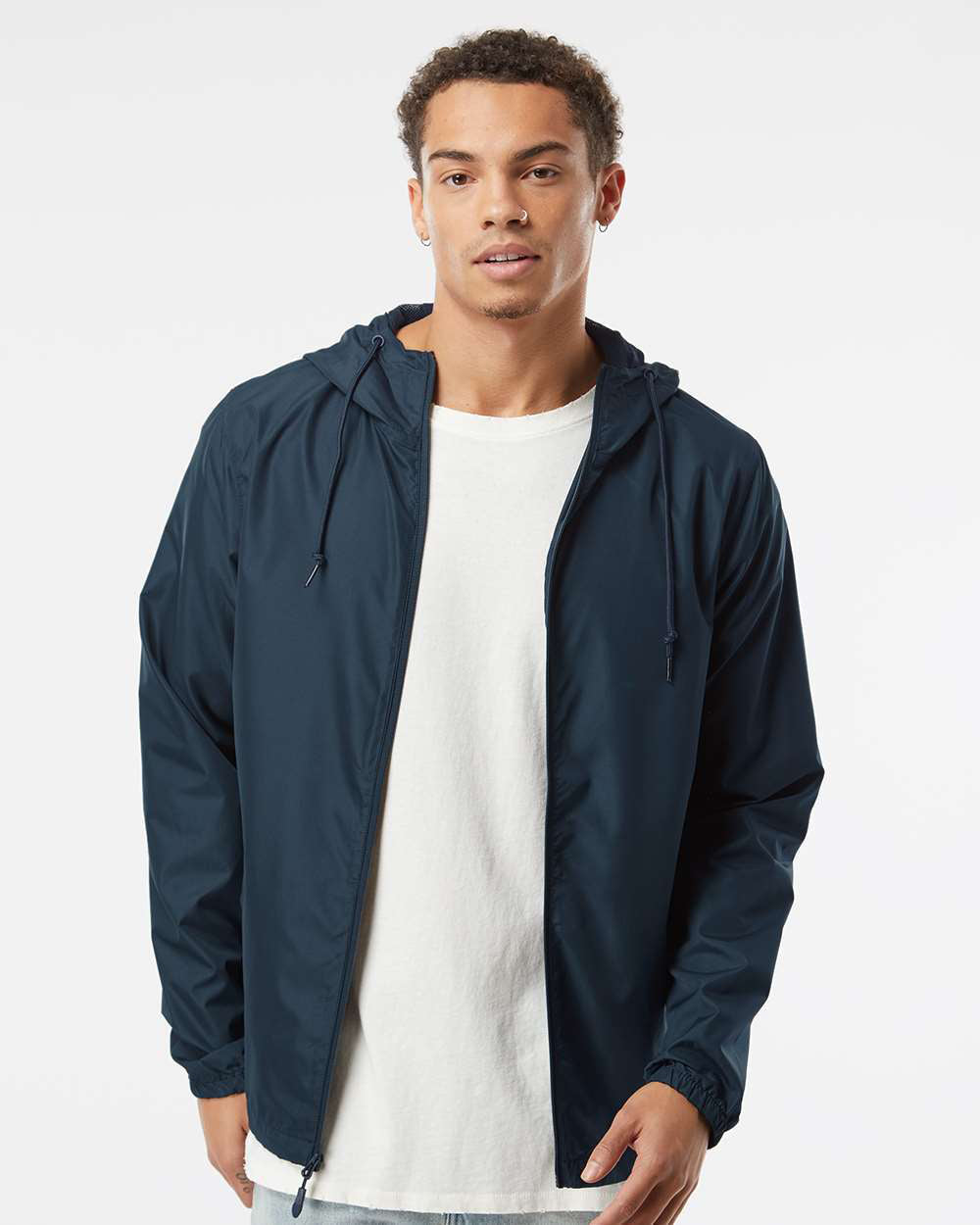 Independent Trading Company Lightweight Windbreaker Jacket in Navy — front view (6)