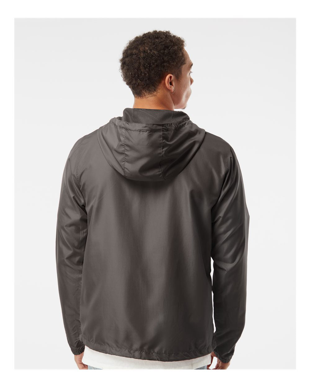 Independent Trading Company Lightweight Windbreaker Jacket in Graphite — back view (2)